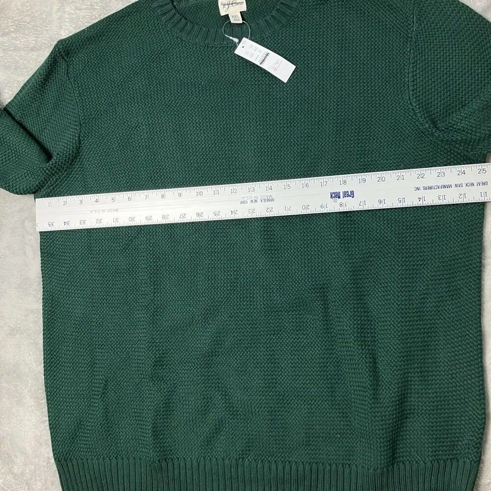 J‎ Crew Mens XXL Green Premium Basket-stitch Cotton Crewneck Sweater